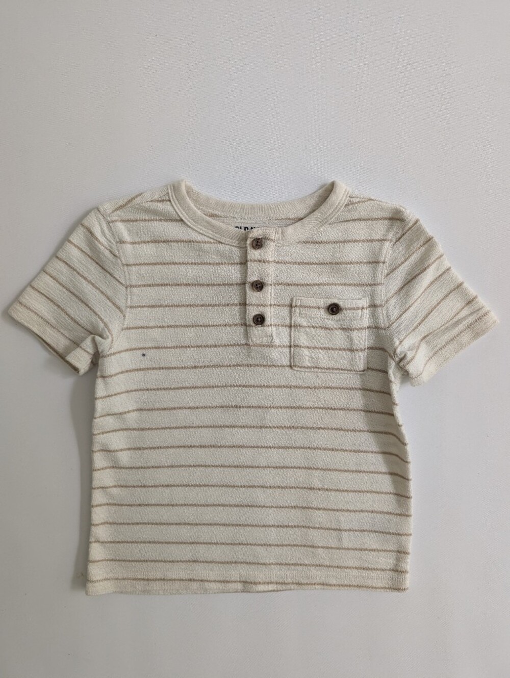 Old Navy Cream Tee with Tan Stripes and Pocket 5T